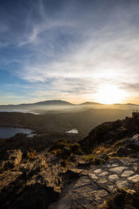 Scenic view of landscape against sky during sunset