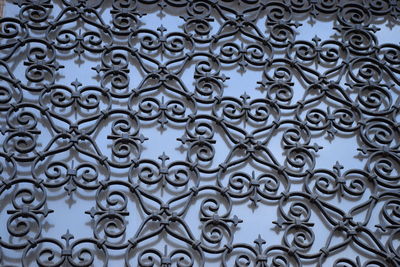 Full frame shot of patterned metallic decoration on building wall