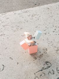 High angle view of sand on beach