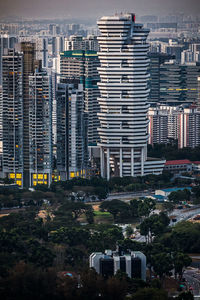 High angle view of buildings in city