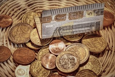 Close-up of coins