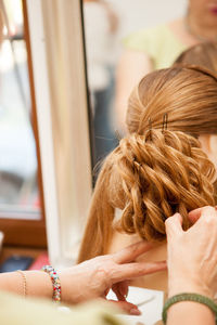 Rear view of woman with long hair