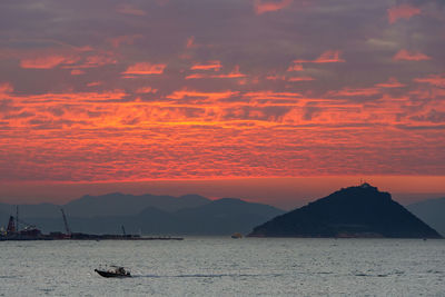 Scenic view of sea against sky during sunset