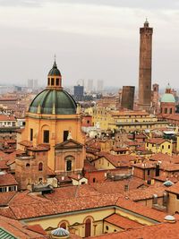 High angle view of buildings in city