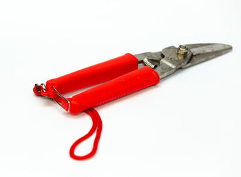 High angle view of telephone booth against white background