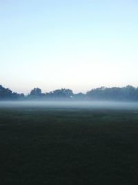 Scenic view of landscape during foggy weather