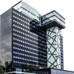 Low angle view of modern building against sky