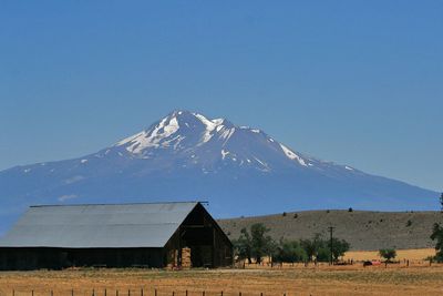 Scenic view of mountains against clear sky