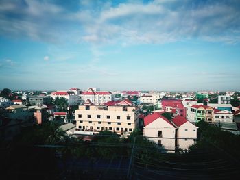 High angle view of cityscape against sky