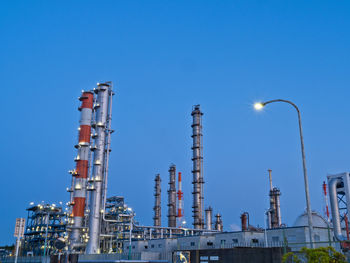 Oil refinery at dusk.