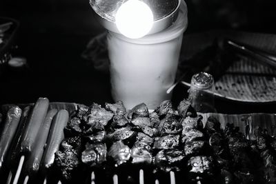 Close-up of food on barbecue grill