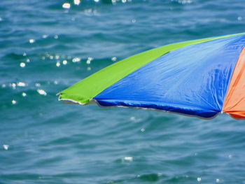 Beach umbrella against sea