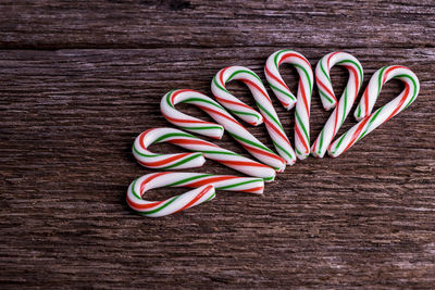 Close-up of multi colored candies on table