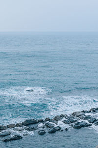 Scenic view of sea against clear sky