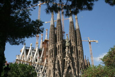Low angle view of construction site against sky