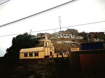 Low angle view of cityscape against clear sky