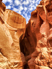 Low angle view of rock formations