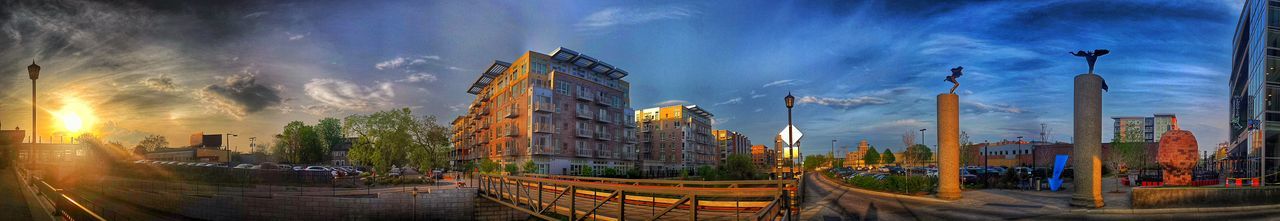 View of buildings against cloudy sky
