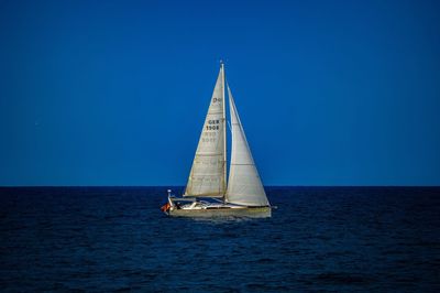 Boat sailing in sea
