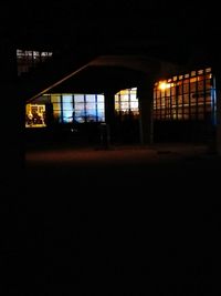 Illuminated building at night