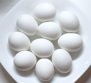 High angle view of eggs in container