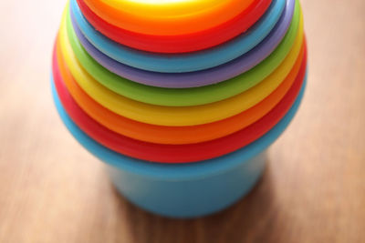 Close-up of colorful pencils on table