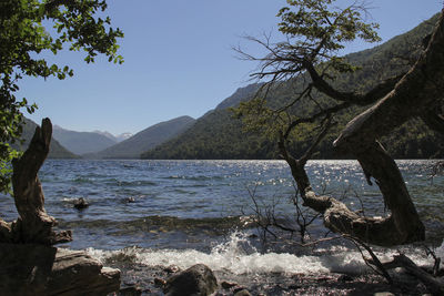 Scenic view of sea against clear sky