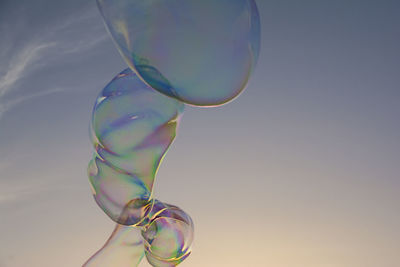 Colorfull bubbles flying on the sunset sky