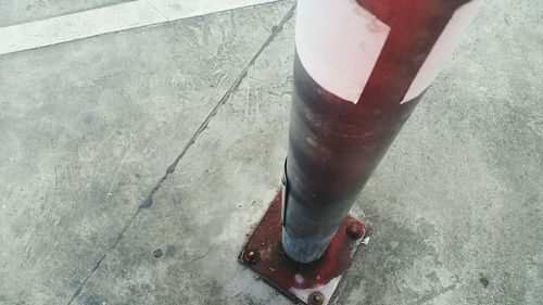 High angle view of red pipe on road