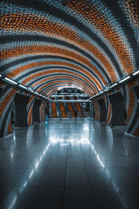 Interior of illuminated tunnel