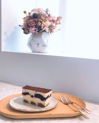 High angle view of cake on table