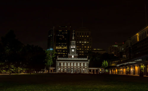 Illuminated city at night