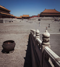 People at forbidden city against clear sky