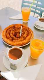 Close-up of coffee served on table