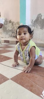 Portrait of cute girl at home