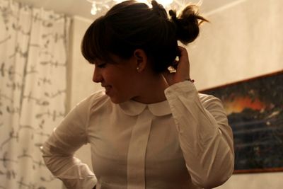 Close-up of boy looking at camera