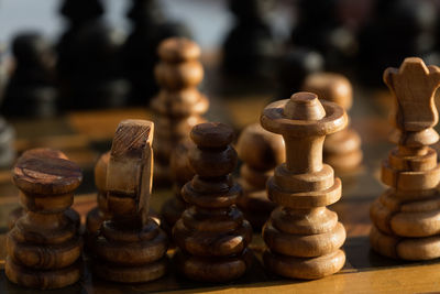 Close-up of chess pieces