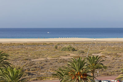 Scenic view of sea against clear sky