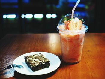 Close-up of drink served on table