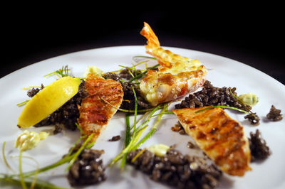 Close-up of seafood in plate