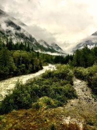 Scenic view of mountains against sky