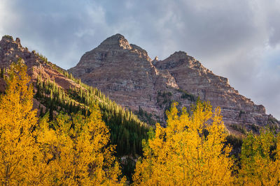 Scenic view of mountains against sky during autumn