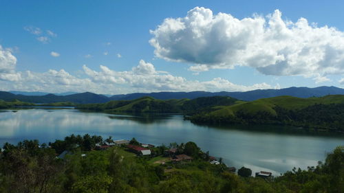 Scenic view of lake against sky