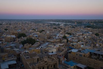 High angle view of cityscape against sky