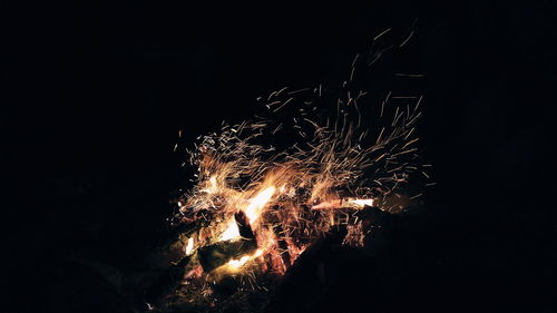 Close-up of bonfire at night