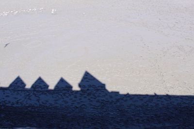 Close-up of water on beach against sky