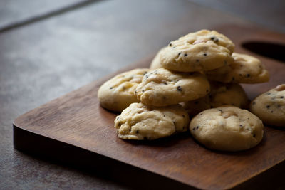 Close-up of cookies on table