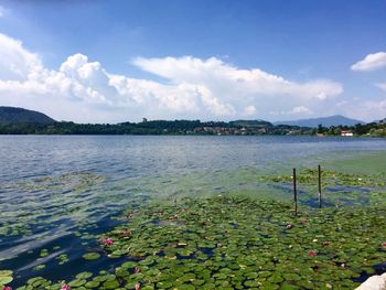 Scenic view of lake against sky