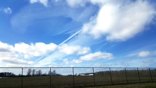 Scenic view of field against cloudy sky