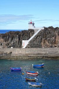 Scenic view of sea against sky. camara de lobos, madeira island, portugal